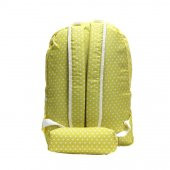 Sarı Beyaz Puantiyeli Sırt Çantası Kalemlik Hediyeli - 4