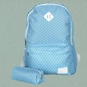 Mavi Beyaz Puantiyeli Sırt Çantası Kalemlik Hediyeli - 2