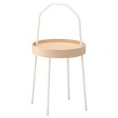 Kulplu Sehpa Beyaz Renk IKEA 38 cm Metal-Taşınabilir Sehpa - 1