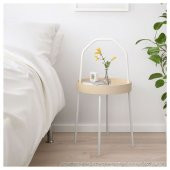 Kulplu Sehpa Beyaz Renk IKEA 38 cm Metal-Taşınabilir Sehpa - 3