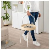 Kulplu Sehpa Beyaz Renk IKEA 38 cm Metal-Taşınabilir Sehpa - 4