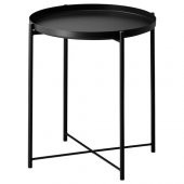 Tepsili Sehpa, Yuvarlak Siyah Renk IKEA Çıkarılabilir Tepsi - Modern Sehpa 45x53 Cm - 1