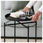 Tepsili Sehpa, Yuvarlak Siyah Renk IKEA Çıkarılabilir Tepsi - Modern Sehpa 45x53 Cm - 2