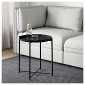 Tepsili Sehpa, Yuvarlak Siyah Renk IKEA Çıkarılabilir Tepsi - Modern Sehpa 45x53 Cm - 3