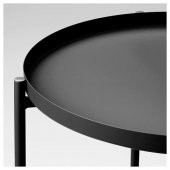 Tepsili Sehpa, Yuvarlak Siyah Renk IKEA Çıkarılabilir Tepsi - Modern Sehpa 45x53 Cm - 5