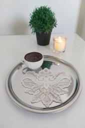 6 Adet Angelic Beyaz & Gold Fransız Tarzı Modern Bardak Altlığı & Kokteyl Peçetesi - 1