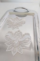 6 Adet Angelic Beyaz & Gold Fransız Tarzı Modern Bardak Altlığı & Kokteyl Peçetesi - 2