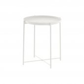 Tepsili Sehpa, Yuvarlak Beyaz Renk IKEA Çıkarılabilir Tepsi - Modern Sehpa 45x53 Cm - 1