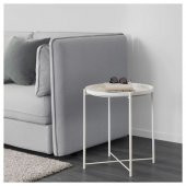 Tepsili Sehpa, Yuvarlak Beyaz Renk IKEA Çıkarılabilir Tepsi - Modern Sehpa 45x53 Cm - 3