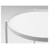 Tepsili Sehpa, Yuvarlak Beyaz Renk IKEA Çıkarılabilir Tepsi - Modern Sehpa 45x53 Cm - 4