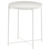 Tepsili Sehpa, Yuvarlak Beyaz Renk IKEA Çıkarılabilir Tepsi - Modern Sehpa 45x53 Cm - 6