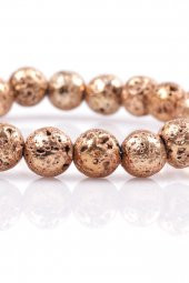 Lav Doğal Taş Rose Renkli Bileklik 8 mm Küre Kesim thumbnail 2