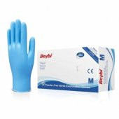Beybi Mavi Nitril Eldiven Pudrasız 100lü Paket M Beden - 1