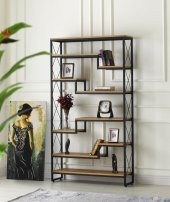 Erezoğulları Mobilya Modern Tarz Ahşap Metal 5 Raflı Labirent Kitaplık 100*30*180cm - 1