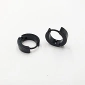 Delikli Halka Model Çelik Erkek Küpe Siyah Renk - 9