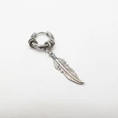 Kızılderili Yaprağı Sallanan Erkek Çelik Küpe - 8