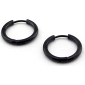 İnce Halka Çelik Küpe Siyah Renk - 1