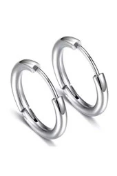 İnce Halka Çelik Küpe Beyaz Renk - 1