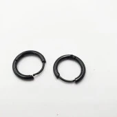 İnce Halka Çelik Küpe Siyah Renk - 3