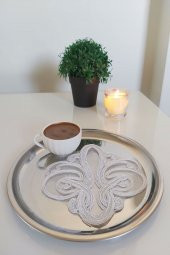 6 Adet Gri Fransız Tarzı Modern Bardak Altlığı & Kokteyl Peçetesi - 1