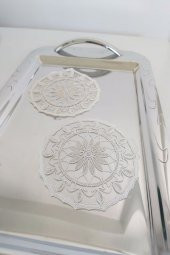 6 Adet Elegant Krem & Gold Fransız Tarzı Modern Bardak Altlığı & Kokteyl Peçetesi - 2
