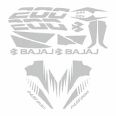 Bajaj Pulsar Ns200 Uyumlu Beyaz Sticker Set - 1