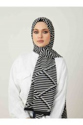 Kadın Black & White Op Art Desen Şal thumbnail 1