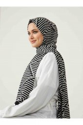 Kadın Black & White Op Art Desen Şal thumbnail 2