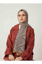 Kadın Kahverengi Çikolata Serisi Op Art Desenli Şal thumbnail 1