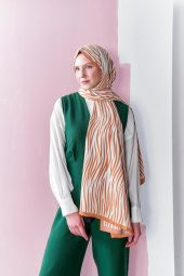 Inci Serisi Zen Desenli Turuncu Medine Ipeği Şal thumbnail 1