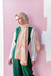 Inci Serisi Zen Desenli Turuncu Medine Ipeği Şal thumbnail 2