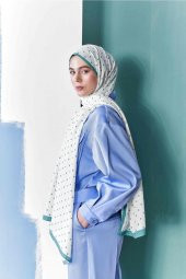 Inci Serisi Puantiye Desenli Yeşil Medine Ipeği Şal thumbnail 1