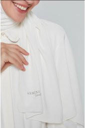 Kadın Beyaz Trend Medine İpeği Şal thumbnail 2