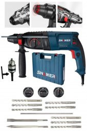 snaiker Alman 3000 X 5.0 Joul Kırıcı Delici Hilti Matkap Metal Şanzumanlı + 10 Adet Uç Yedek Mandren Gri - 1