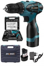 snaiker Alman Titan Series 32 X Sjs Çift Metal Şanzuman Çift Akülü Şarjlı Vidalama Matkap Mavi Ar - 1