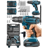 snaiker Alman 58 V 5 Ah Bakır Sargı Darbeli Çift Akülü Vidalama Metal Şanzıman Şarjlı Matkap - 1