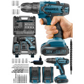 snaiker Alman 58 V 5 Ah Bakır Sargı Darbeli Çift Akülü Vidalama Metal Şanzıman Şarjlı Matkap - 2