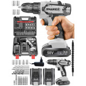 snaiker Alman 58 V 5 Ah Bakır Sargı Darbeli Çift Akülü Vidalama Metal Şanzıman Şarjlı Matkap - 1
