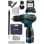 Snaiker Alman Titan 32 X Sjs Çift Metal Şanzuman Çift Akülü Şarjlı Vidalama Matkap + 24 Parça Set Mavi Ar - 1