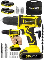 Snaiker 12 V 1.2 Ah Gts Darbeli Çift Metal Şanzuman Bakır Sargili Şarjlı Çift Akülü Vidalama Matkap - 2