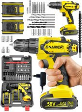 Snaiker 12 V 1.2Ah Cooper Darbeli Çift Metal Şanzuman Bakır Sargili Şarjlı Çift Akülü Vidalama Matkap - 2