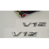 Mercedes Benz V12 Çamurluk Yanı Gümüş Krom Parlak Siyah ABS 3M Yazı Logo Orjinal Ürün thumbnail 5