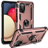 Gpack Samsung Galaxy A03S Kılıf Vega Tank Standlı Yüzüklü MıknatıslıNano Glass - 9