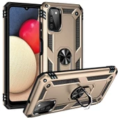 Gpack Samsung Galaxy A03S Kılıf Vega Tank Standlı Yüzüklü MıknatıslıNano Glass - 5
