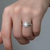 Beyaz Zirkon Taşlı Yuvarlak Gümüş Bayan Yüzük - 6