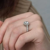 Beyaz Zirkon Taşlı Yuvarlak Gümüş Bayan Yüzük - 7