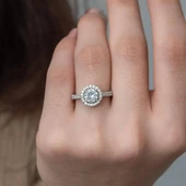 Beyaz Zirkon Taşlı Yuvarlak Gümüş Bayan Yüzük - 8