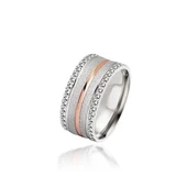 Rose Çizgili 925 Gümüş Bayan Tek Alyans Yüzük thumbnail 1