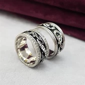 Yeni Tasarım Çift Gümüş Alyans Yüzük - 7