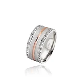 Rose Çizgili Gümüş Bayan Tek Alyans Yüzük - 2